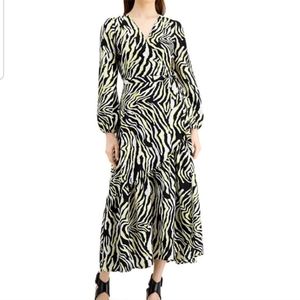 Macy's Bar III Zebra Print Maxi Wrap Dress